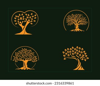 Vector Tree logo design icon. Nature trees vector illustration logo design template.