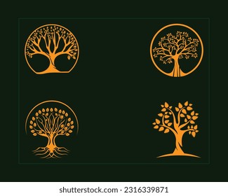 Vector Tree logo design icon. Nature trees vector illustration logo design template.