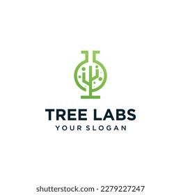 vector tree logo design with laboratory