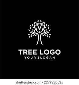 diseño de logotipo de árbol vectorial con personas