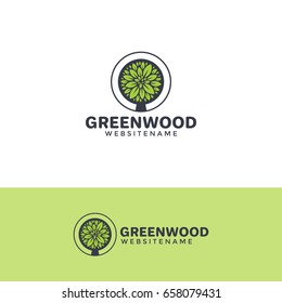 Vector Tree Logo Template. Horizontal And Vertical Versions.