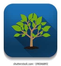 Vector Tree With long shadow over app button