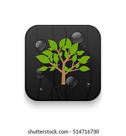 Vector Tree With long shadow over app button
