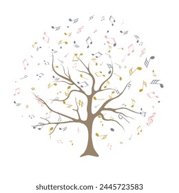 vector tree with musical notes. vector illustration of tree with musical notes for audio media concepts and designs Musical Tree. Vector