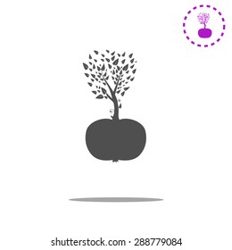 vector tree on apple on white background