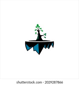 vector tree on a coral island