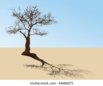 vector of tree on desert