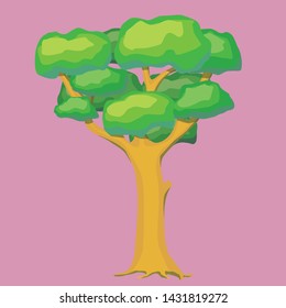 Vector tree on pink background