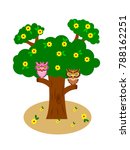 a vector tree with owl on the white background