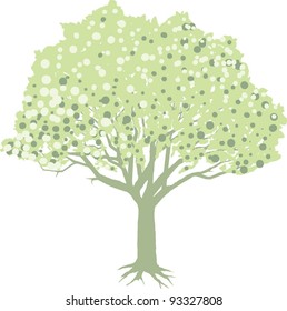 Vector tree in pastel shades