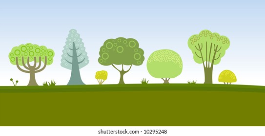 Vector tree pattern on blue background