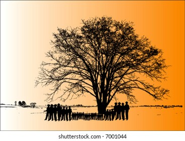 vector tree with people