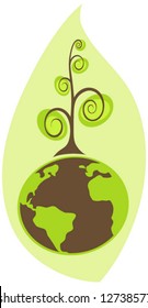 vector tree with planet earth