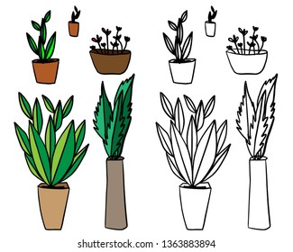 vector tree pot, green garden, leaf 