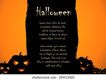 Vector : Tree and pumpkins halloween background