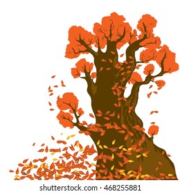 vector tree with red leaves on autumn season brown plant tree nature branch landscape vine season yellow earth orange wind fall gold ecosystem leaf scenery golden art environment tan painting science