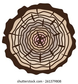 vector tree rings background and saw cut tree trunk