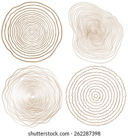 vector tree rings background and saw cut tree trunk