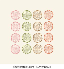 vector tree rings background. Wood circle vetor 