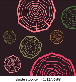 vector tree rings background. Wood circle vetor 