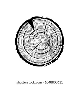 Vector tree rings. Saw Cut Tree Trunk. Vector illustration.