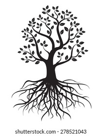 Vector tree with roots and leafs.