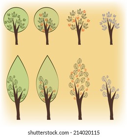 vector tree season set 