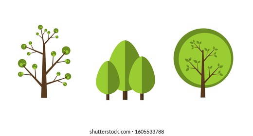 Vector tree set for decoration in cartoon or design work. Vector illustration.