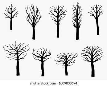 Vector Tree Shape Set Barren Tree Stock Vector (Royalty Free ...