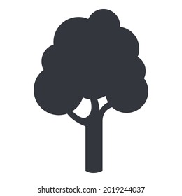 Vector Tree Silhouette Icon on White Background