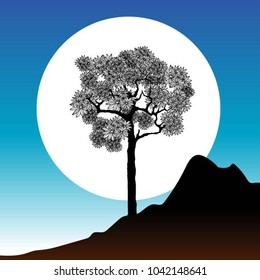 Vector of tree, silhouette icons, tree icon for apps and websites. 