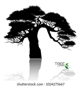 Vector of tree, silhouette icons on white background. tree flat icon for apps and websites. 