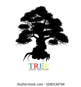 Vector of tree, silhouette icons on white background. tree flat icon for apps and websites. 