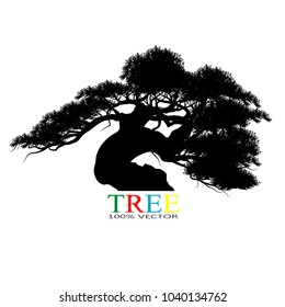 Vector of tree, silhouette icons on white background. tree flat icon for apps and websites. 
