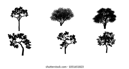 Vector Tree Silhouette Icons On White Stock Vector (Royalty Free ...