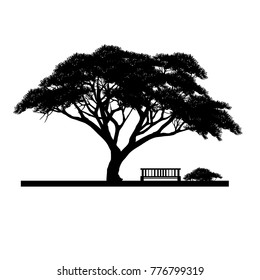 Vector of tree, silhouette icons on white background.
