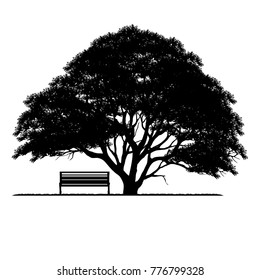 Vector of tree, silhouette icons on white background.