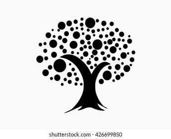 Vector tree silhouette isolated on white background,