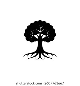 vector tree silhouette with leaves