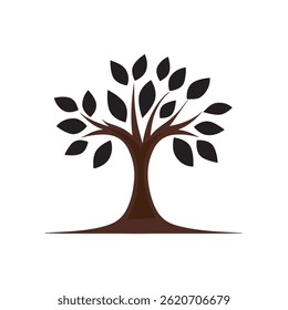 vector tree silhouette with leaves