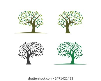 vector tree silhouette logo symbol template