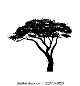 Silhouette de árbol vectorial. Roble, madera seca, madera africana. EPS de fondo aislado de vectores 10.