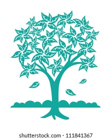Vector tree silhouette on autumn