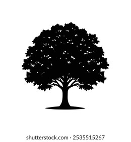 Silueta del árbol de Vector sobre fondo blanco