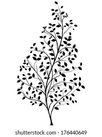 Vector tree silhouette over white background, symbol of nature  