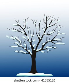 vector tree with snow