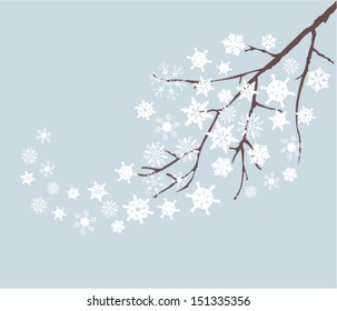 vector tree with snowflakes