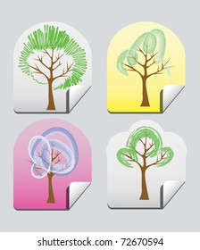 Vector tree stickers - bio symbols