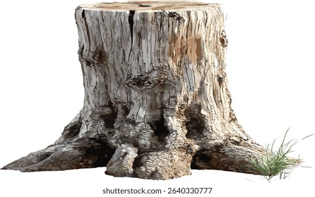 Vector tree stump isolated illustrations, dried wood, dead wood, nature background, abstract tree stump, forest stump, brown tree stump, dry wood, isolated wood background