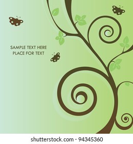 Vector tree stylized with butterfly